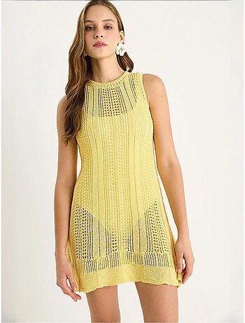 Vestido mini transparente em malha texturada lucci