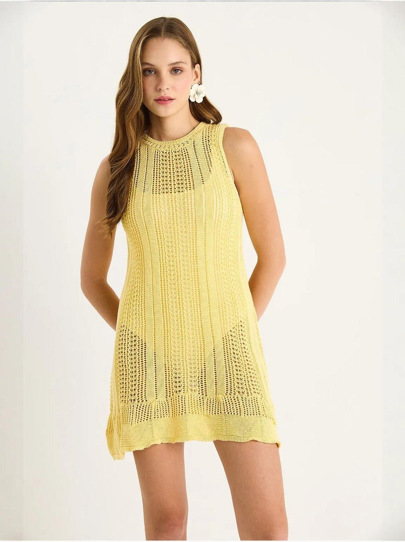 Vestido mini transparente em malha texturada lucci Âmbar - Kiabi