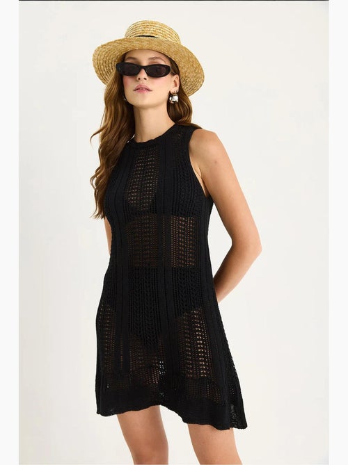 Vestido mini transparente em malha texturada lucci - Kiabi Vestido mini transparente em malha texturada lucci - Kiabi