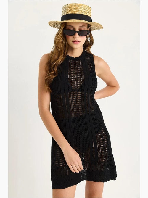 Vestido mini transparente em malha texturada lucci - Kiabi Vestido mini transparente em malha texturada lucci - Kiabi