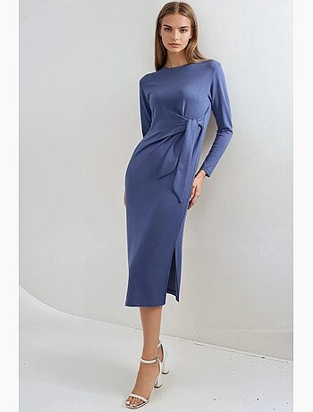 Vestido modal touch com racha, coleção bersan hiccup