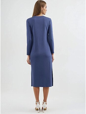 Vestido modal touch com racha, coleção bersan hiccup