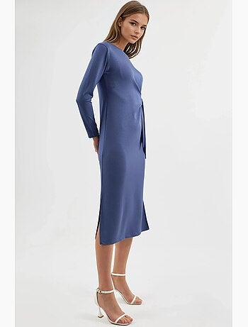Vestido modal touch com racha, coleção bersan hiccup