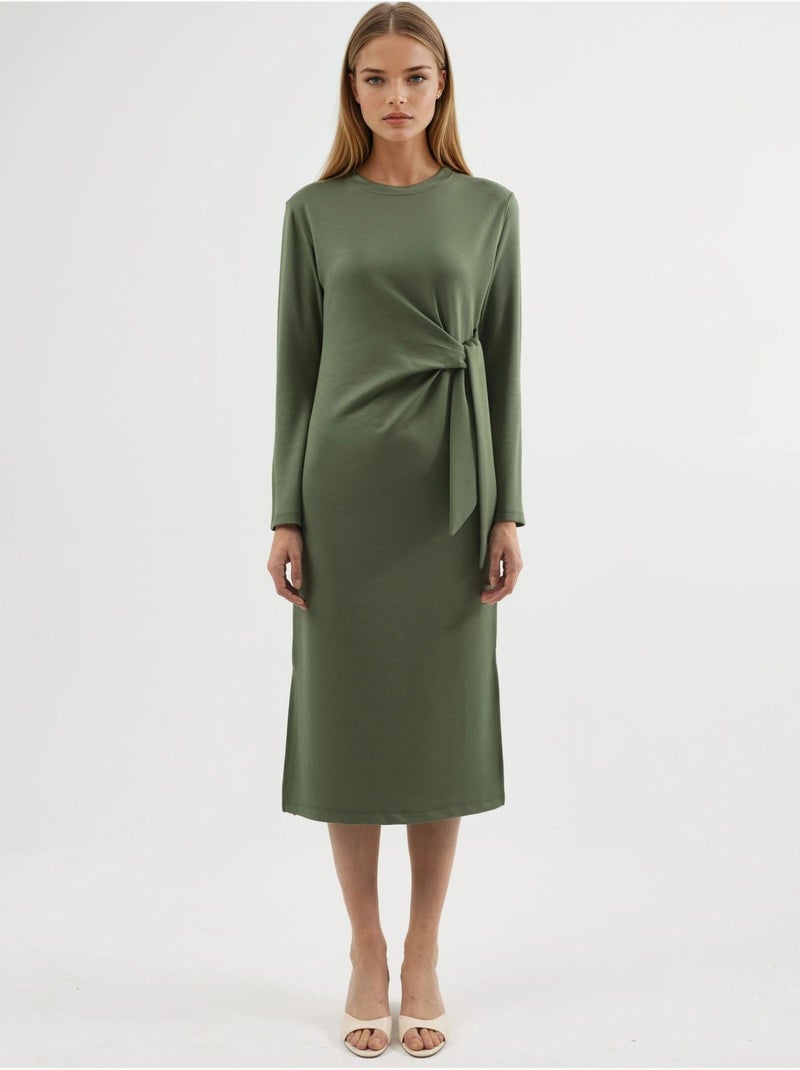 Vestido modal touch com racha, coleção bersan hiccup Cáqui - Kiabi