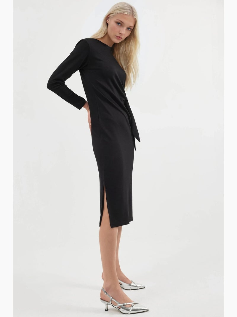 Vestido modal touch com racha, coleção bersan hiccup Preto - Kiabi