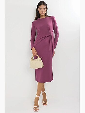 Vestido modal touch com racha, coleção bersan hiccup