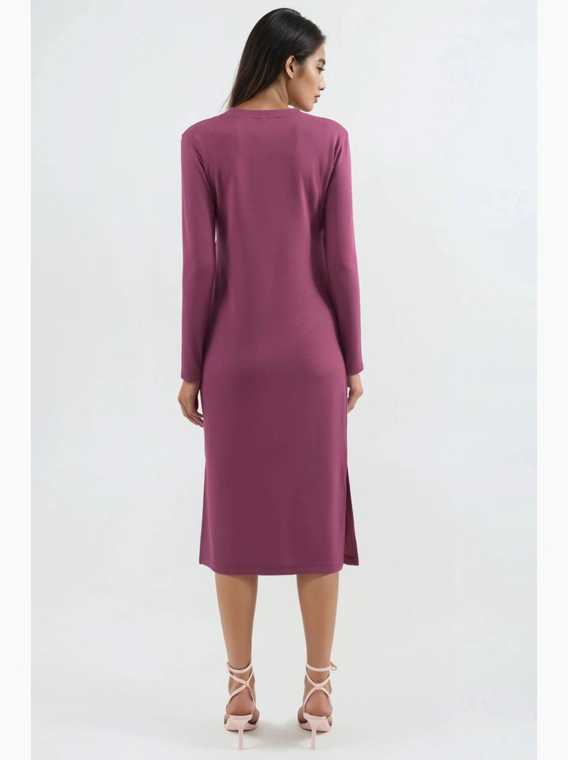 Vestido modal touch com racha, coleção bersan hiccup Vermelho bordô - Kiabi