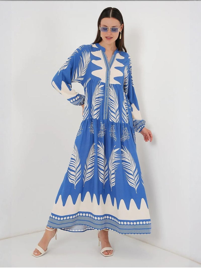 Vestido modesto com padrão autêntico bdart Azul-elétrico - Kiabi