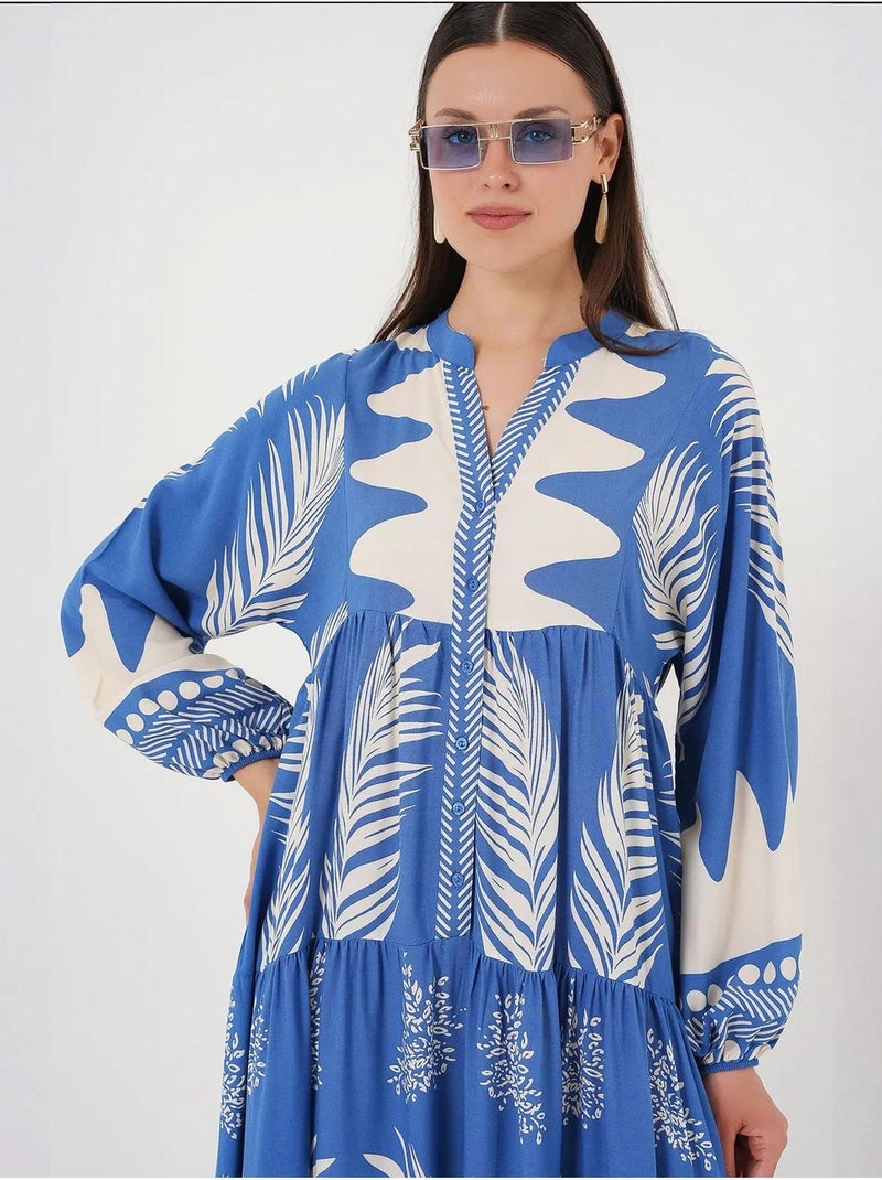Vestido modesto com padrão autêntico bdart Azul-elétrico - Kiabi