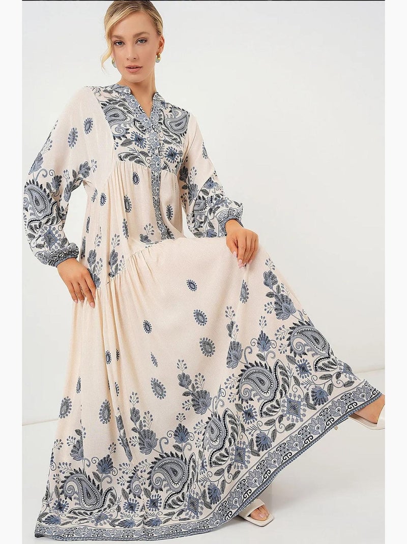 Vestido modesto com padrão autêntico bdart Ecru - Kiabi