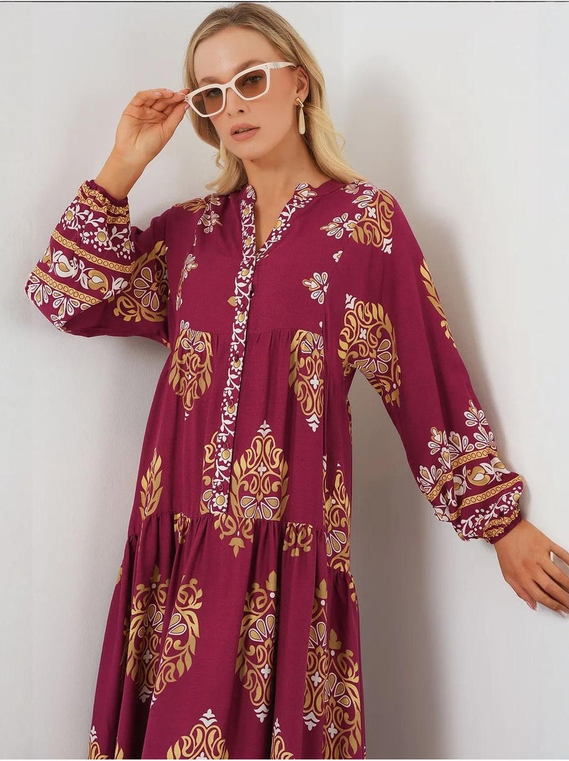 Vestido modesto com padrão autêntico bdart Vermelho bordô - Kiabi