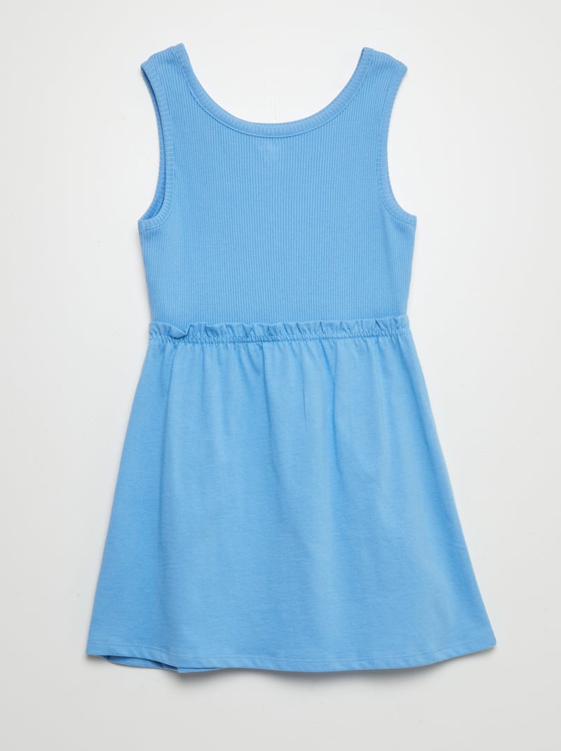 Vestido nervurado sem manga AZUL - Kiabi