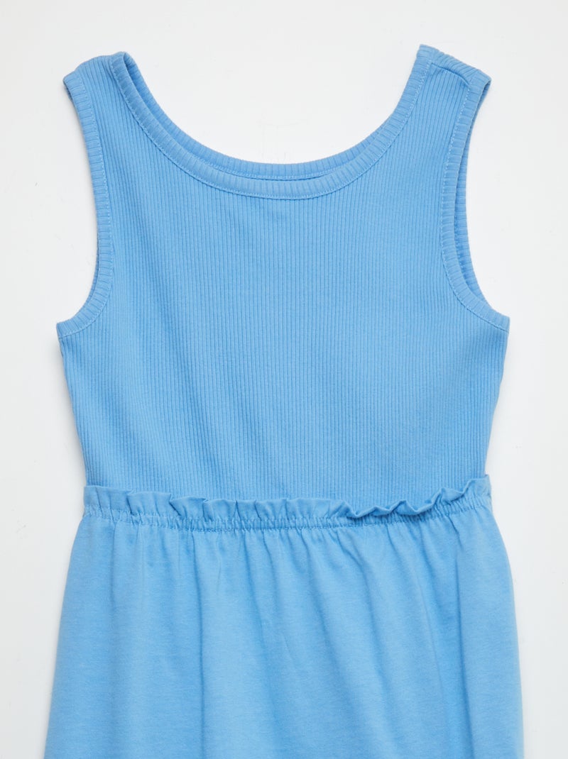 Vestido nervurado sem manga AZUL - Kiabi