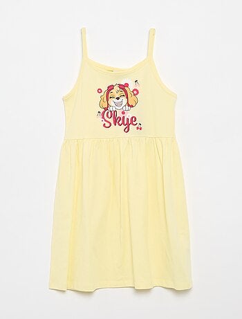 Vestido \'Patrulha Pata\' em jérsei estampado com alças