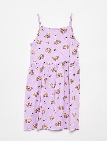Vestido 'Patrulha Pata' em jérsei estampado com alças