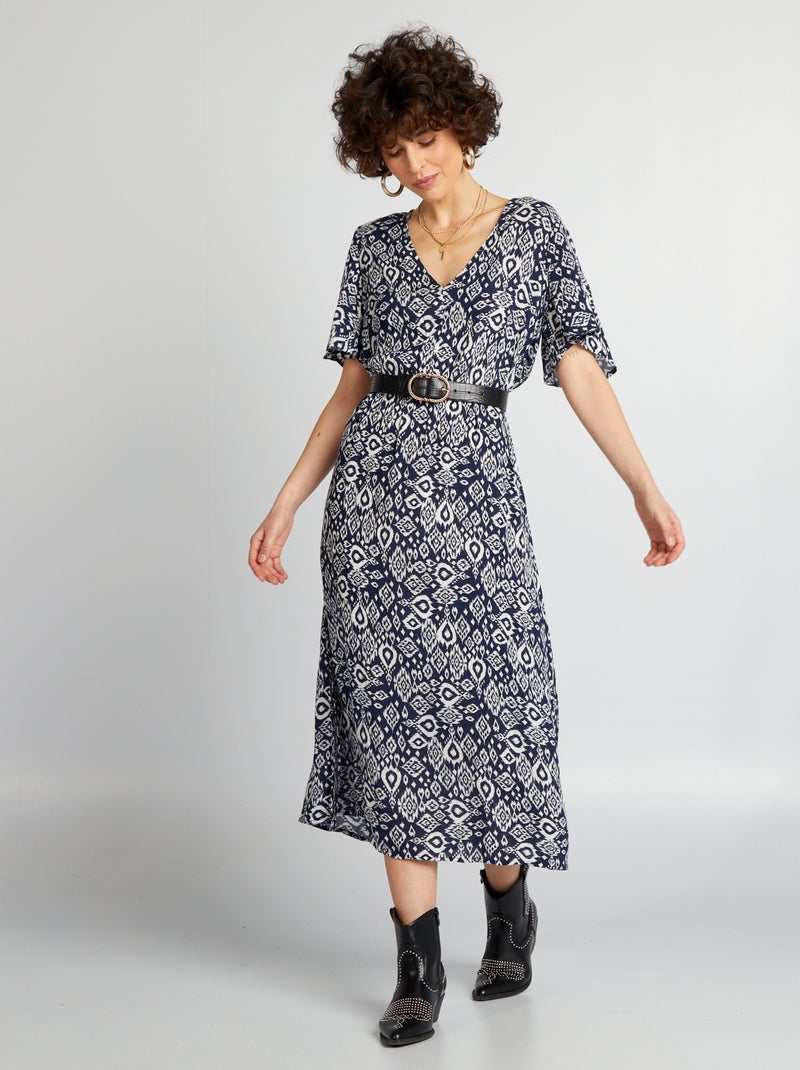 Vestido pelo joelho AZUL - Kiabi