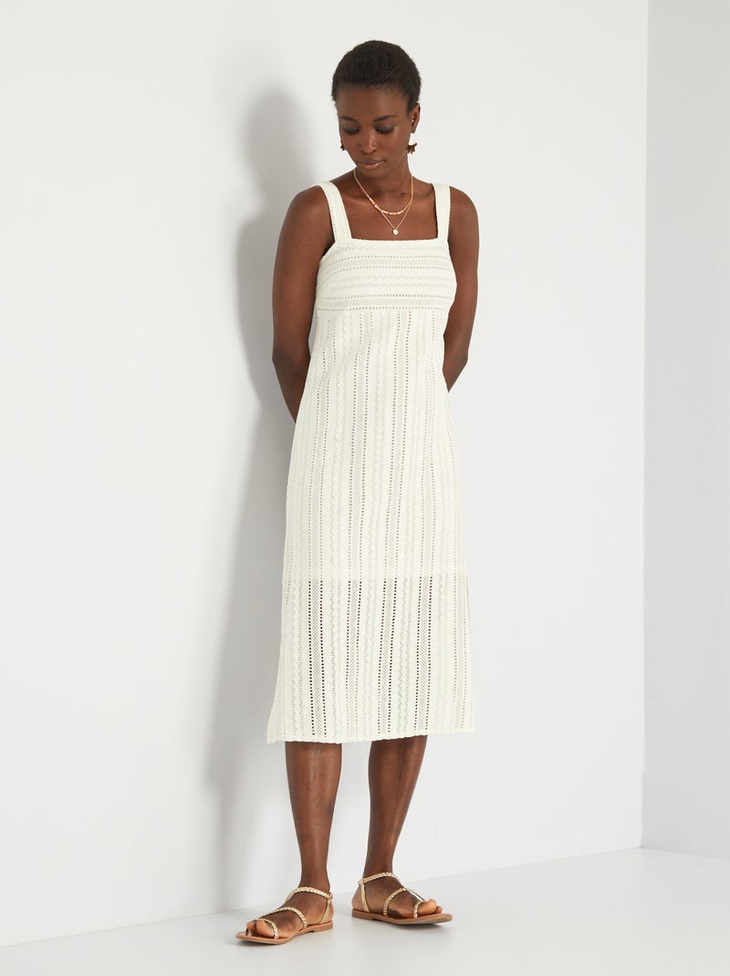 Vestido pelo joelho com bordado fantasia BEGE - Kiabi