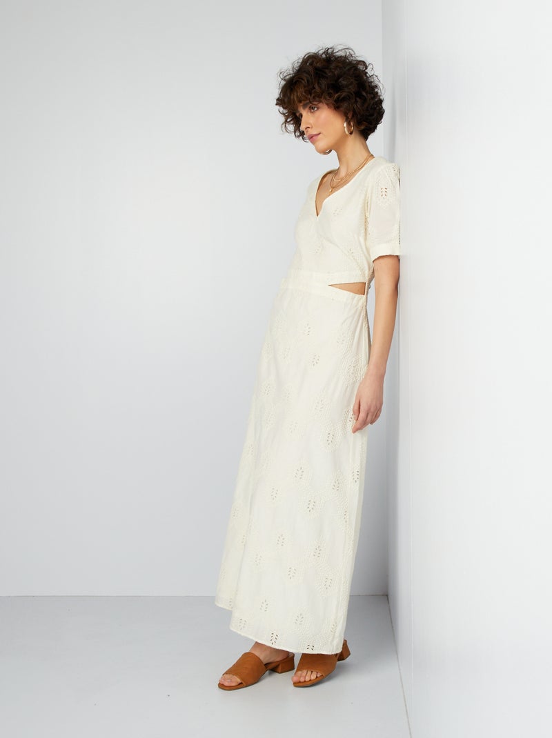 Vestido pelo joelho com rachas nos lados BEGE - Kiabi