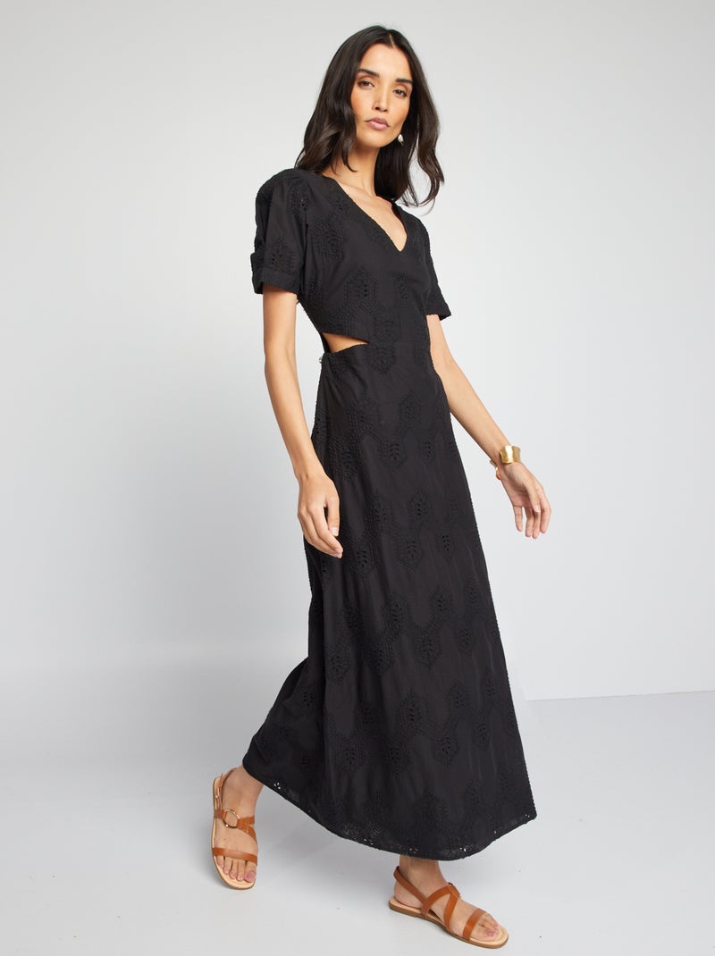 Vestido pelo joelho com rachas nos lados Preto - Kiabi