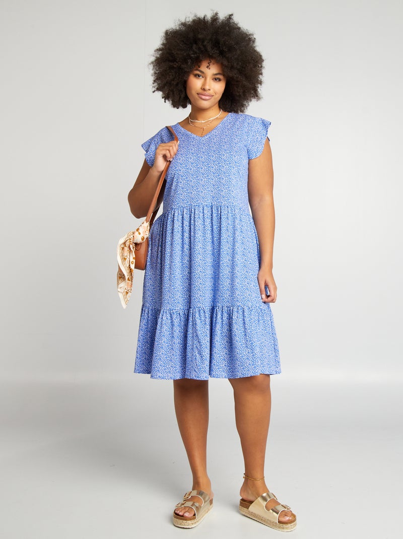 Vestido pelo joelho em camadas 'Only Carmakoma' AZUL - Kiabi