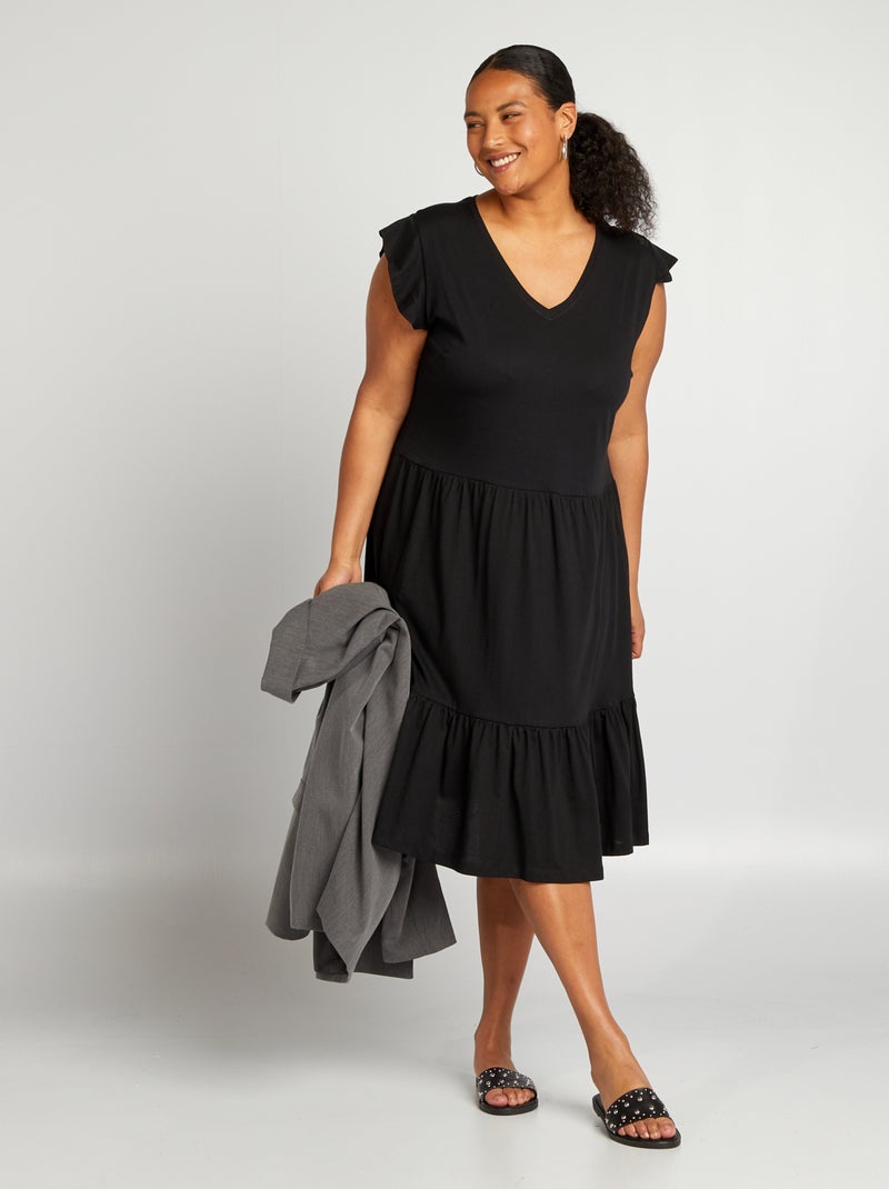 Vestido pelo joelho em camadas 'Only Carmakoma' Preto - Kiabi
