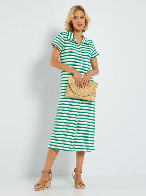 Vestido pelo joelho em malha de relevo - Kiabi
