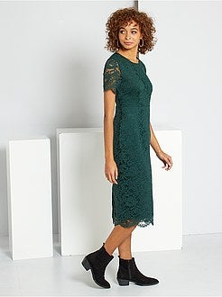 Vestido pelo joelho em renda - Kiabi