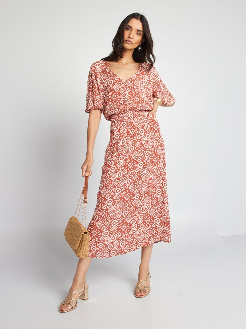 Vestido pelo joelho MARROM - Kiabi