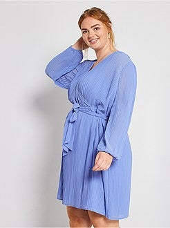 Vestido plissado cruzado - Kiabi