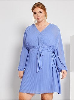 Vestido plissado cruzado - Kiabi