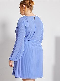 Vestido plissado cruzado - Kiabi