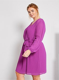 Vestido plissado cruzado - Kiabi