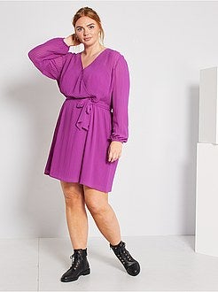 Vestido plissado cruzado - Kiabi