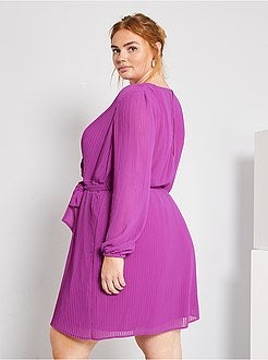 Vestido plissado cruzado - Kiabi