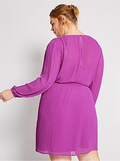 Vestido plissado cruzado - Kiabi