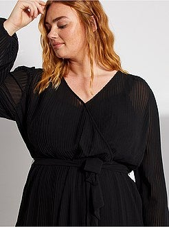 Vestido plissado cruzado - Kiabi