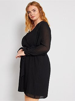 Vestido plissado cruzado - Kiabi