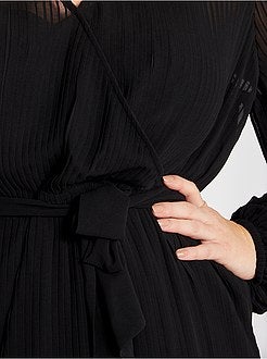 Vestido plissado cruzado - Kiabi