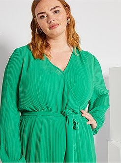 Vestido plissado cruzado - Kiabi