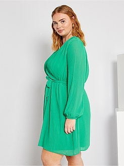 Vestido plissado cruzado - Kiabi