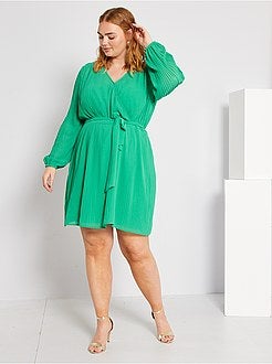 Vestido plissado cruzado - Kiabi