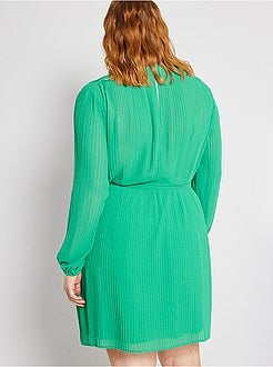 Vestido plissado cruzado - Kiabi