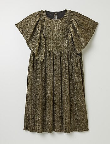 Vestido plissado e com lantejoulas