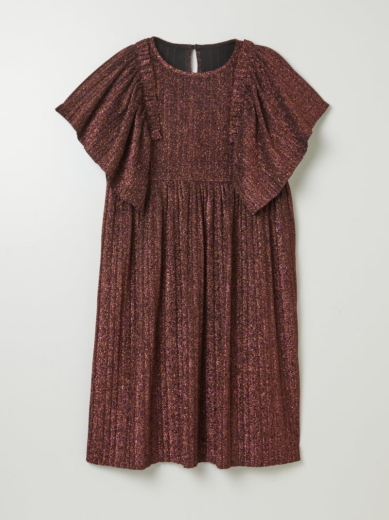 Vestido plissado e com lantejoulas PRETO - Kiabi