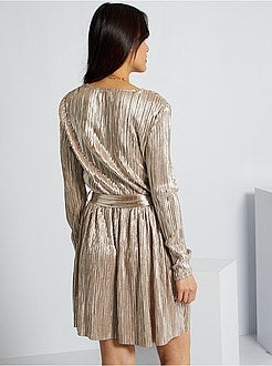 Vestido plissado metalizado - Kiabi