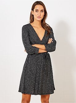 Vestido pontilhado em forma cruzada - Kiabi