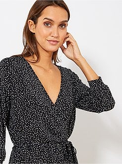 Vestido pontilhado em forma cruzada - Kiabi