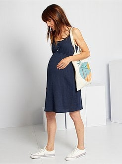 Vestido pré-mamã em gaze de algodão - Kiabi