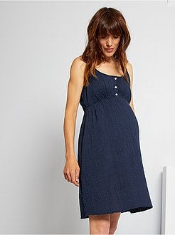 Vestido pré-mamã em gaze de algodão - Kiabi