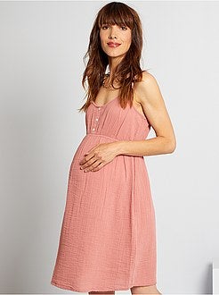 Vestido pré-mamã em gaze de algodão - Kiabi